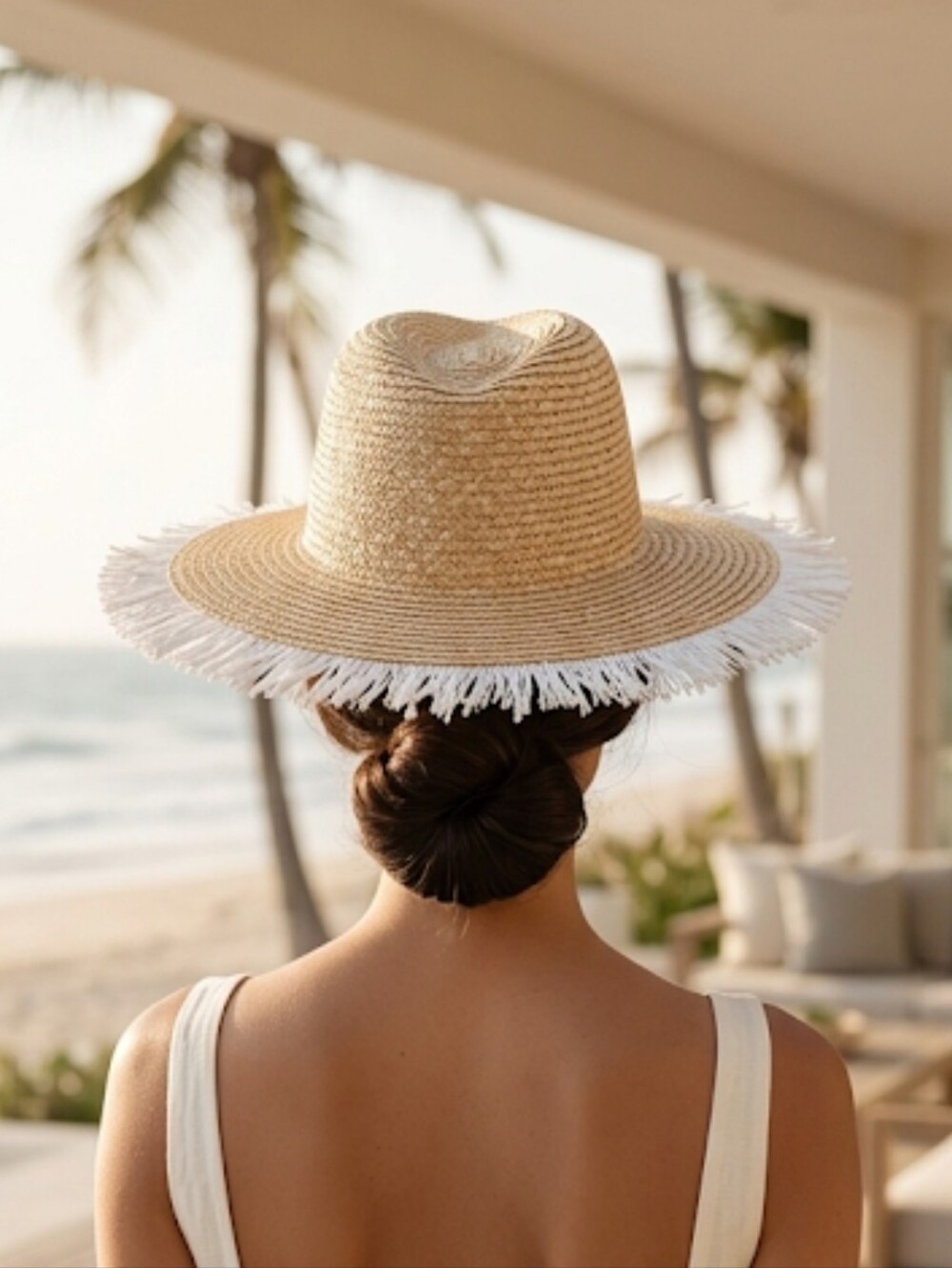 KENSIE Straw Hat with Fringe
